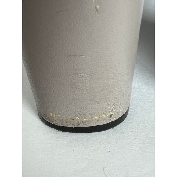 BALENCIAGA Gray Glove Leather Zip Up Chunky Heel Round Toe Ankle Boots 7  EU 37 - Picture 3 of 16